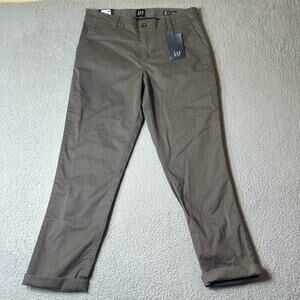Gap Pants Womens 6 Gray Relaxed Girlfriend Twill Cropped Pants Casual Career NEW
